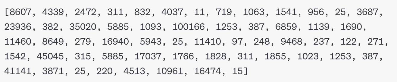 Generated token indices